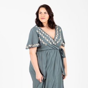 Piper and Scoot Parklan Embroidered Wrap Dress
